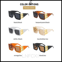LNFCXI 2021 nowych moda ponadgabarytowych litera B plac luksusowy Trend okulary kobiety mężczyźni Retro prostokąt okulary gafas de sol 3